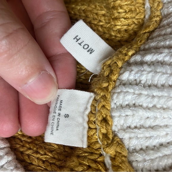 Moth by Anthropologie Yellow Knit High Neck Tank Top size Small - Picture 5 of 6